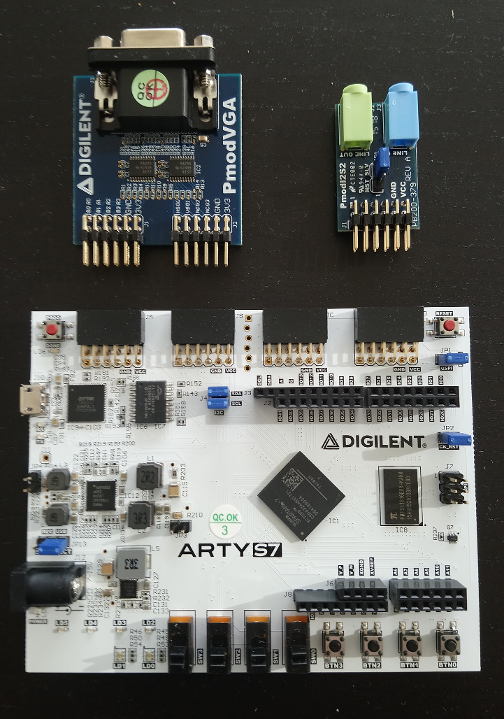Arty S7 FPGA board and PmodVGA plus PmodI2S2